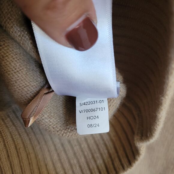 Athleta Cashmere Merino Wool Brown Sweater Size Medium V Neck Collared Preppy - Picture 4 of 7
